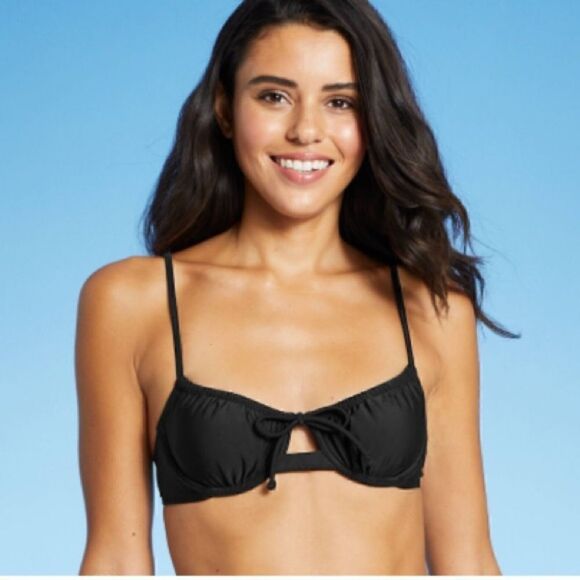 Xhilaration Black Padded Underwire Juniors Swim Top, Size XS, NWT - Picture 1 of 9